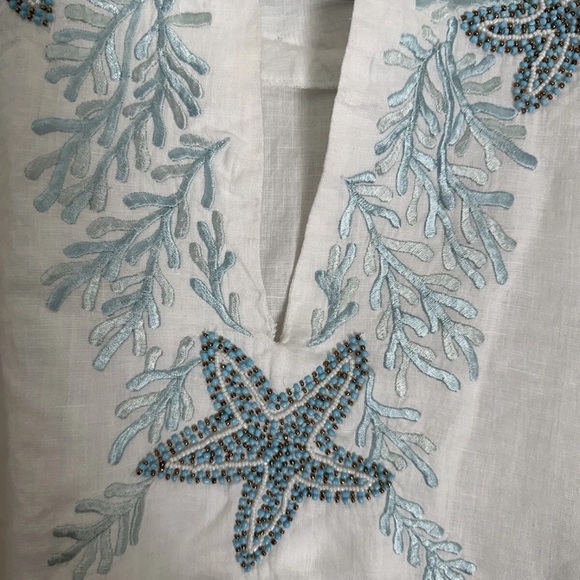 ❄️ White Tunic with Starfish Embroidery and Beading SZ XL - Picture 11 of 11